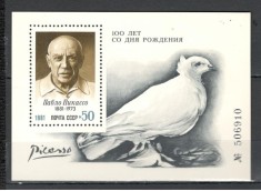 U.R.S.S.1981 100 ani nastere P.Picasso:Pictura-Bl. MU.715