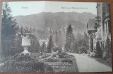 Carte Postala Sinaia, Parcul Castelului Peleș, Interbelica, 14x9 cm, Alb Negru, Necirculata