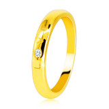 Inel din aur galben 585 - inscripție &amp;quot;LOVE&amp;quot; cu zircon 1,6 mm, suprafață netedă - Marime inel: 51