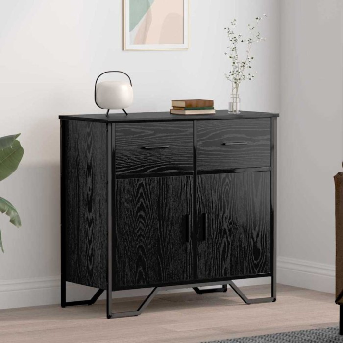 vidaXL Bufet Stejar negru 79.5 x 35.5 x 74.5 cm Lemn compozit 883568