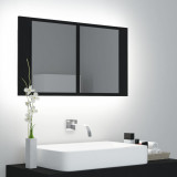 Dulap de baie cu oglinda si LED, negru, 80x12x45 cm GartenMobel Dekor, vidaXL
