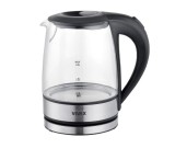 Fierbator electric Vivax WH-120G, 1630 W, 1.2 litri, sticla borosilicata, baza rotativa 360 &deg;, incalzitor din otel inoxidabil, negru
