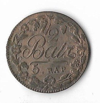Moneda 1/2 batzen 1810 - Vaud, Elvetia, billon, cotatii ridicate!