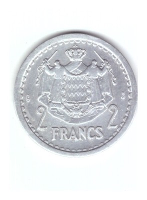 Moneda Monaco 2 francs/franci 1943, stare buna, curata foto