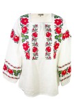 Bluza dama tip ie R 25, marime XL, alb/rosu bordo mat