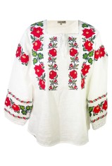 Bluza dama tip ie R 25, marime XL, alb/rosu bordo mat