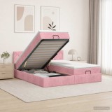 Cumpara ieftin Pat Ottoman cu Saltea si LED Roz 180 x 200 cm Catifea
