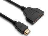 Cumpara ieftin Adaptor splitter 2 intrari HDMI si 1 iesire HDMI, lungime cablu 30 cm - Negru