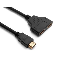Adaptor splitter 2 intrari HDMI si 1 iesire HDMI, lungime cablu 30 cm - Negru