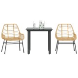 VidaXL Set de masă pentru grădină, 3 piese, gri, poliratan sticlă 3334541