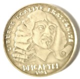 FRANTA 100 FRANCI 1991 DESCARTES ARGINT PATINA USOARA XF AUNC 900/1000 15 G