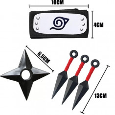 Set anime cosplay Naruto bandana, shuriken, kunai foto