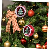 Set 4 Globuri Craciun 8cm, Figurina Bradut, Rosii Aurii, Lucios, Mat, Glitter, Decoratiuni Brad, Agatatoare Textil