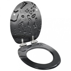 vidaXL Capac WC cu &icirc;nchidere silențioasă, MDF, design picătură de apă