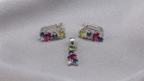 Cumpara ieftin Set Bijuterii din Argint 925 Rodiat cu Zirconiu Multicolor , Cercei E i Pandantiv de 15mm