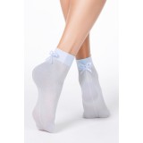 Șosete subțiri din poliamidă cu model plasă și fundiță, Conte Elegant Fantasy 18C-10CP - Blue, 36-39 (23-25)