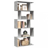 Bibliotecă/separator 5 niveluri gri beton 70x24x161 cm lemn