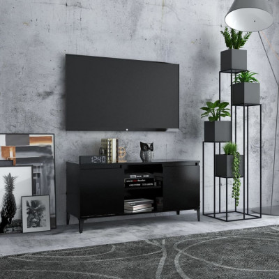 vidaXL Comodă TV cu picioare metalice, negru, 103,5x35x50 cm foto