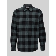 Camasa cu maneca lunga, barbati big size, imprimeu in carouri si croiala Regular fit, Verde inchis, 2XL