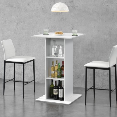 [en.casa] Masa bar Visby A, 70 x 70 x 110cm, PAL melaminat, alb, cu 3 rafturi HausGarden Leisure foto