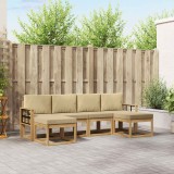 vidaXL Set de canapele de exterior cu pernă 6 pcs Alb și Bej Poliester 3388027