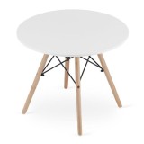 Masa stil scandinav, Artool, rotund, MDF si lemn, alb, 60x50 cm