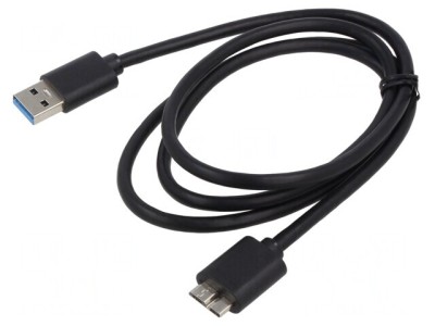 Cablu USB 3.0/3.1 USB A la USB B Micro 1m Negru foto