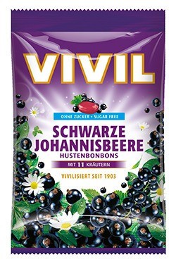 Bomboane Vivil Coacaze Negre cu vitamina C fara zahar 60g foto