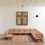 VidaXL Set mobilier de grădină, 11 piese, maro miere, lemn masiv pin