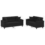 Cumpara ieftin Set de canapele cu perne, 2 piese, negru, microfibra