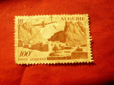 Timbru Algeria 1949 Aviatie , val. 100fr.stampilat foto