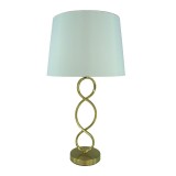 Cumpara ieftin Veioza Grezial E27 metal auriu si abajur din tesatura alba 33x33x60 cm