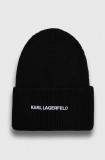 Karl Lagerfeld caciula din amestec de casmir culoarea negru, din tesatura neteda