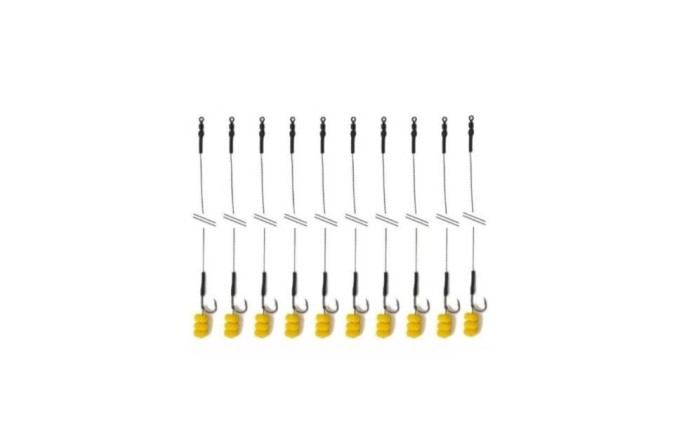 Set cu 10 carlige legate echilibrate cu porumb flotant siliconat