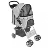 Cărucior Pliabil C&acirc;ini/Pisici vidaXL, Gri, Max 15kg, De Călătorie, Accesorii Petshop