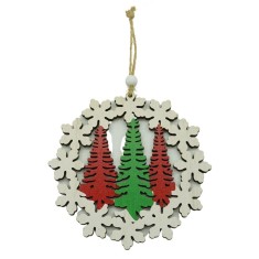 Ornament de brad trei brazi, flippy, multicolor, lemn, 12 cm