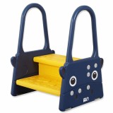 Scaunel Inaltator pentru Copii Tip Scara cu Manere Linomag&reg;, Doua Trepte, cu Suprafata Antialunecare, pentru WC, Baie si Bucatarie, 61x40x46cm, Albast