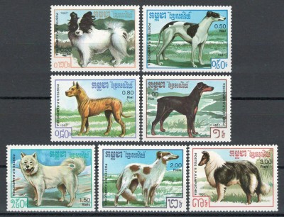 Cambodgia 1987 Mi 846/52 MNH - Rase de caini foto