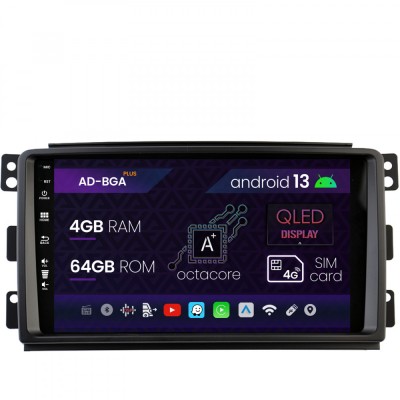 Navigatie Smart For Two (2007-2010), Android 13, A-Octacore 4GB RAM + 64GB ROM, 9 Inch - AD-BGA9004+AD-BGRKIT417 foto
