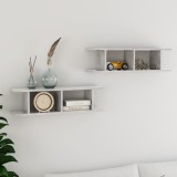 VidaXL Rafturi de perete, 2 buc., gri beton, 75x18x20 cm, lemn