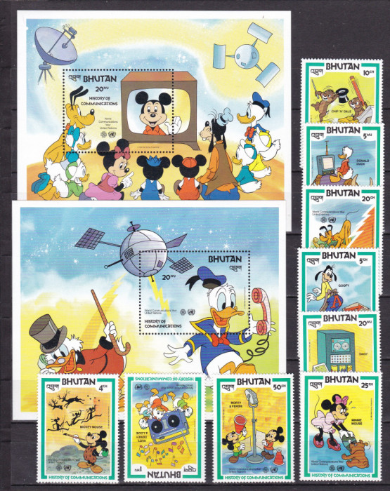 Bhutan 1984 Disney MI 829-837 + 2 bl.100.101 MNH