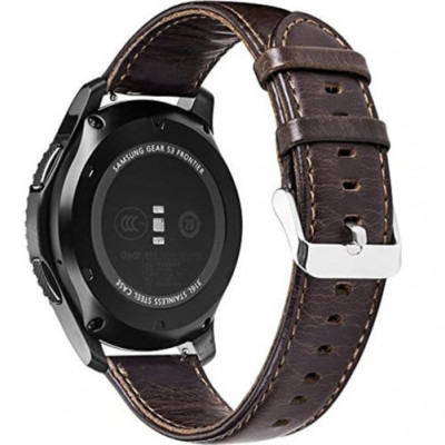 Curea piele Smartwatch Samsung Galaxy Watch 4, Watch 4 Classic, Gear S2, iUni 20 mm Vintage Dark Coffee foto