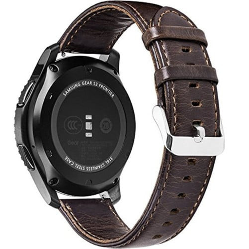 Curea piele Smartwatch Samsung Galaxy Watch 4, Watch 4 Classic, Gear S2, iUni 20 mm Vintage Dark Coffee