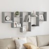 Gossi raft de perete, gri beton, 159x18x66 cm, lemn prelucrat
