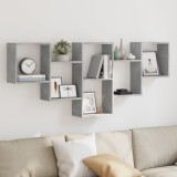 Gossi raft de perete, gri beton, 159x18x66 cm, lemn prelucrat