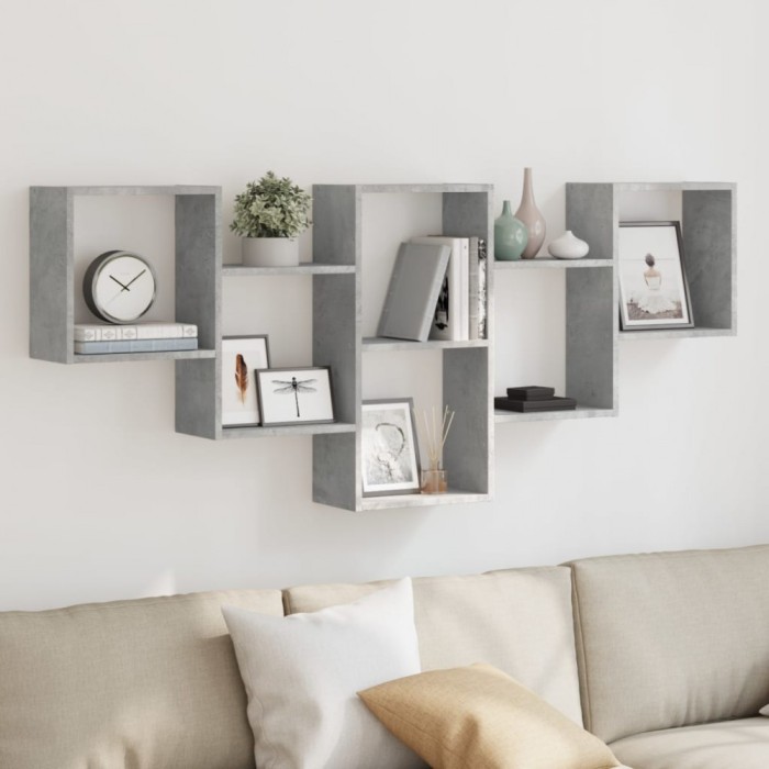 Gossi raft de perete, gri beton, 159x18x66 cm, lemn prelucrat