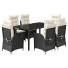 Set mobilier de gradina cu perne, 7 piese, negru, poliratan