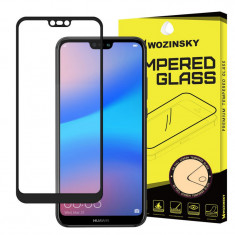 Folie Protectie Ecran WZK pentru Huawei P20 Lite, Sticla securizata, Full Face, Full Glue, Neagra