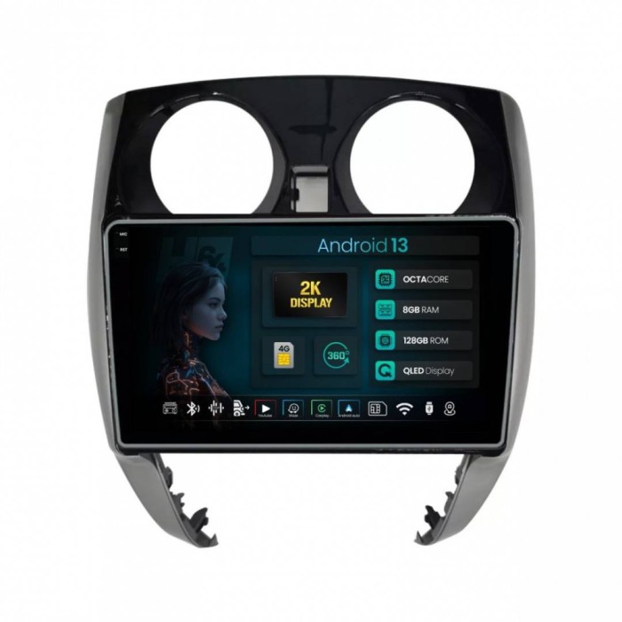 Navigatie 2K Nissan Note (2012-2019) 8GB RAM Android 13 Octacore Slot Sim 4G DSP GPS Wi-FI Carplay Android Auto USB Bluetooth Waze Touchscreen 9.5 Inc