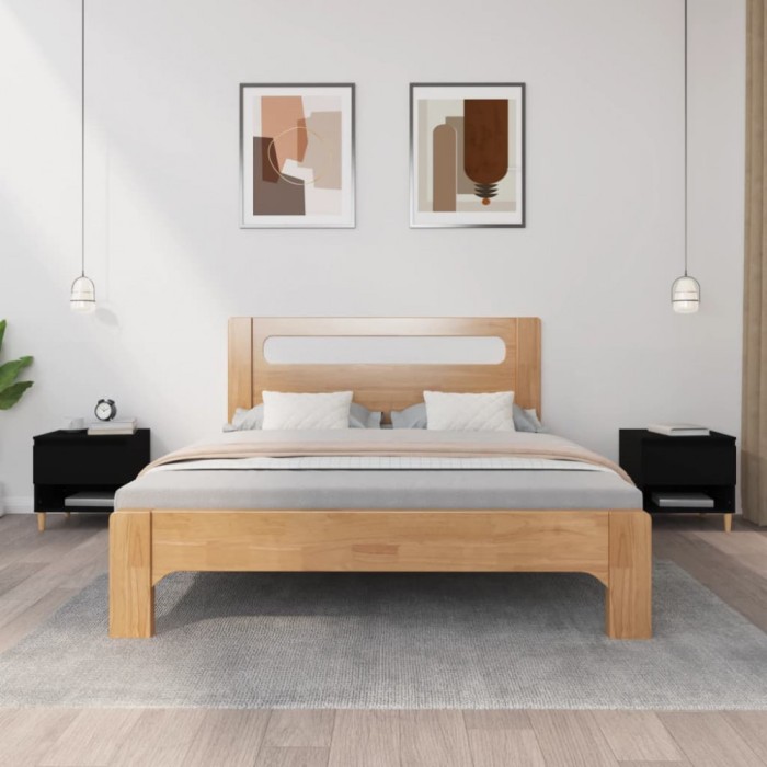 vidaXL Noptiere, 2 buc., negru, 50x46x50 cm, lemn prelucrat 819535